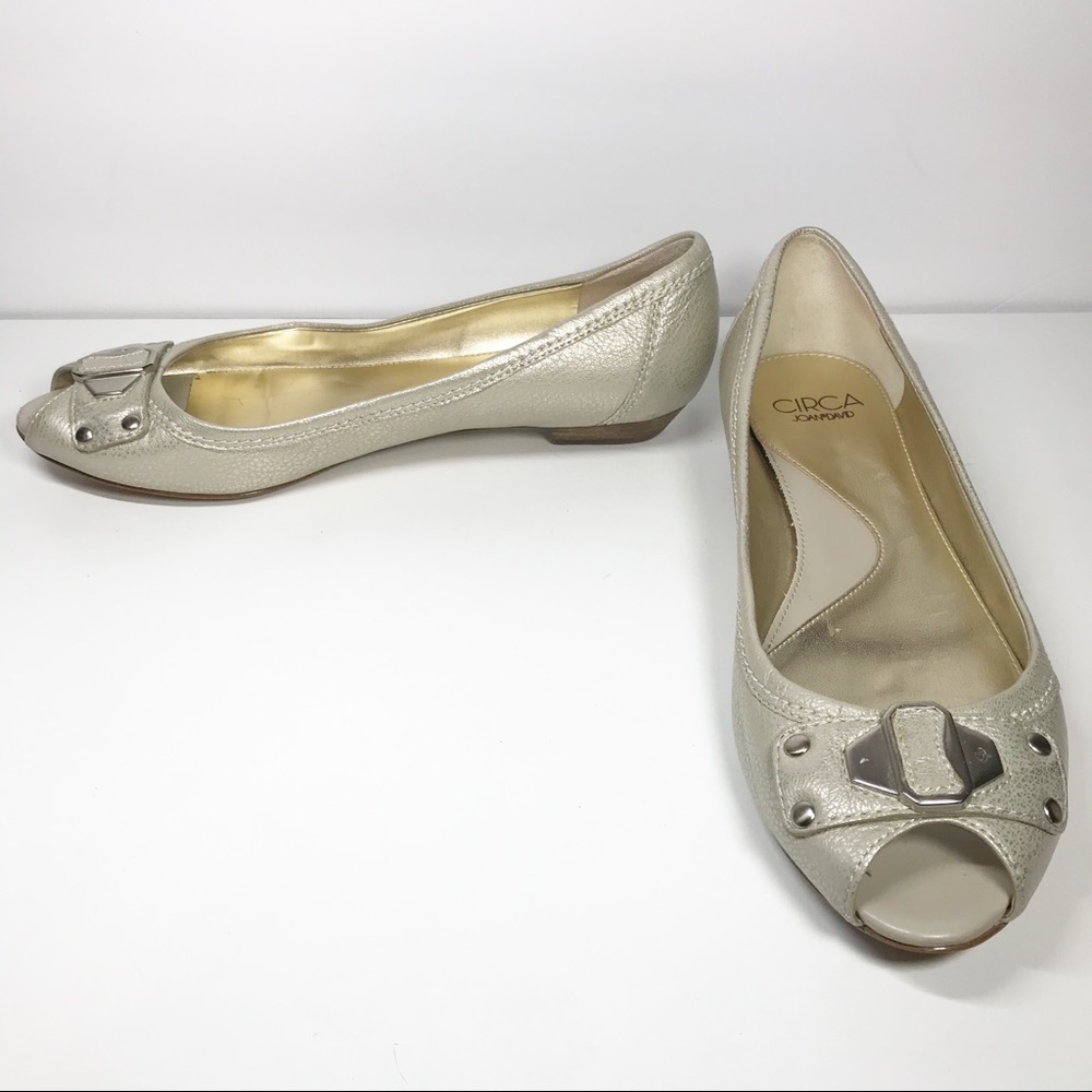 Circa Joan & David peep toe flat slip on shoes